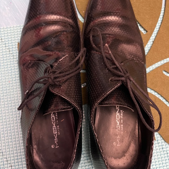 Black Snake Skin Italian Leather tie up Dress Shoes - Picture 2 of 3